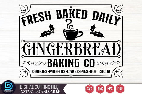Fresh baked daily gingerbread baking co cookies muffins cakes pies hot cocoa SVG SVG DESIGNISTIC 