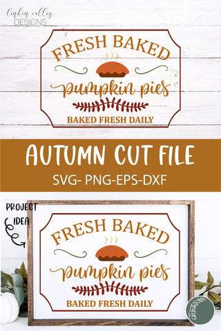 Fresh Baked Pumpkin Pies SVG-Farmhouse Wood Sign SVG SVG Linden Valley Designs 