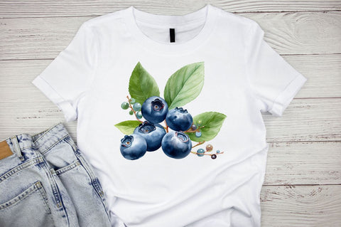 Fresh Blueberries Watercolor Clipart Sublimation Regulrcrative 