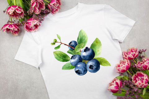Fresh Blueberries Watercolor Clipart Sublimation Regulrcrative 