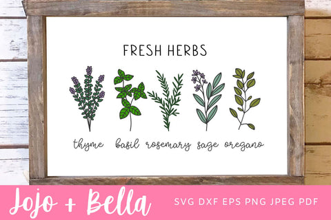Fresh Herbs Svg, Farmhouse Kitchen Sign, Gardening SVG, Herbs SVG, Home Cut File, Vinyl Cut File, Wood Sign Stencil, Kitchen SVG, Silhouette SVG Jojo&Bella 
