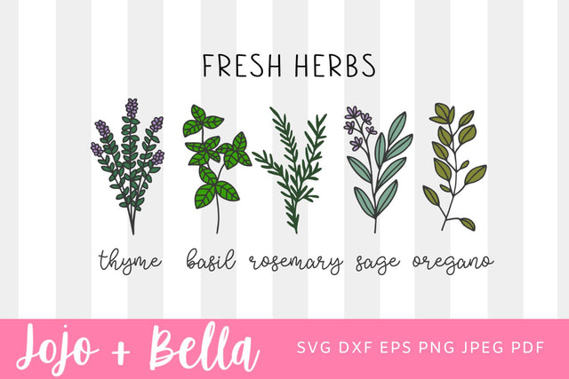 Fresh Herbs Svg, Farmhouse Kitchen Sign, Gardening SVG, Herbs SVG, Home Cut File, Vinyl Cut File, Wood Sign Stencil, Kitchen SVG, Silhouette SVG Jojo&Bella 