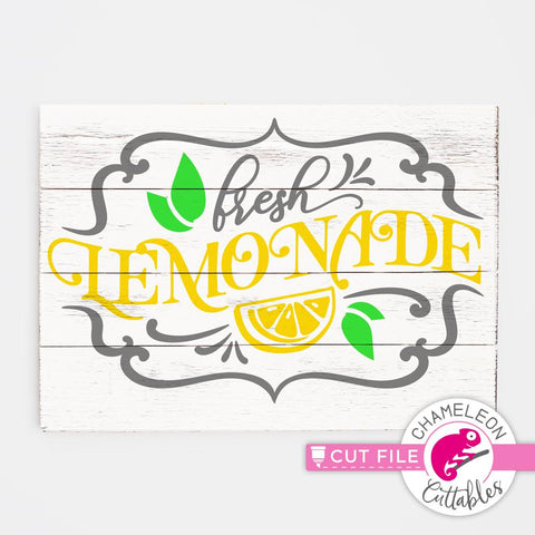 Fresh Lemonade - for vintage kitchen sign - lemonade stand - SVG PNG DXF EPS SVG Chameleon Cuttables 