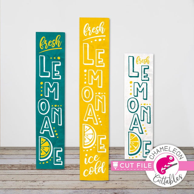 Fresh Lemonade Porch Sign File - vertical SVG file for long door sign (3 sizes) SVG Chameleon Cuttables 