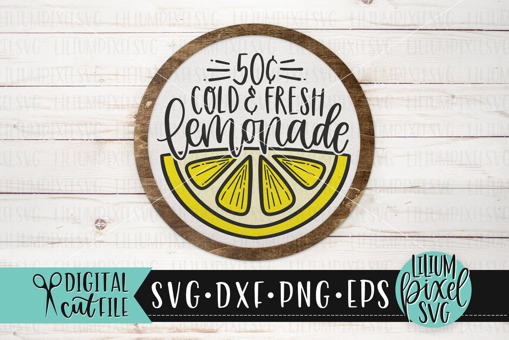 Fresh Lemonade Round Frame Sign - Summer SVG - So Fontsy