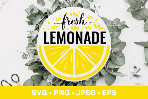 Fresh lemonade round sign SVG. Summer farmhouse decor SVG LaBelezoka 