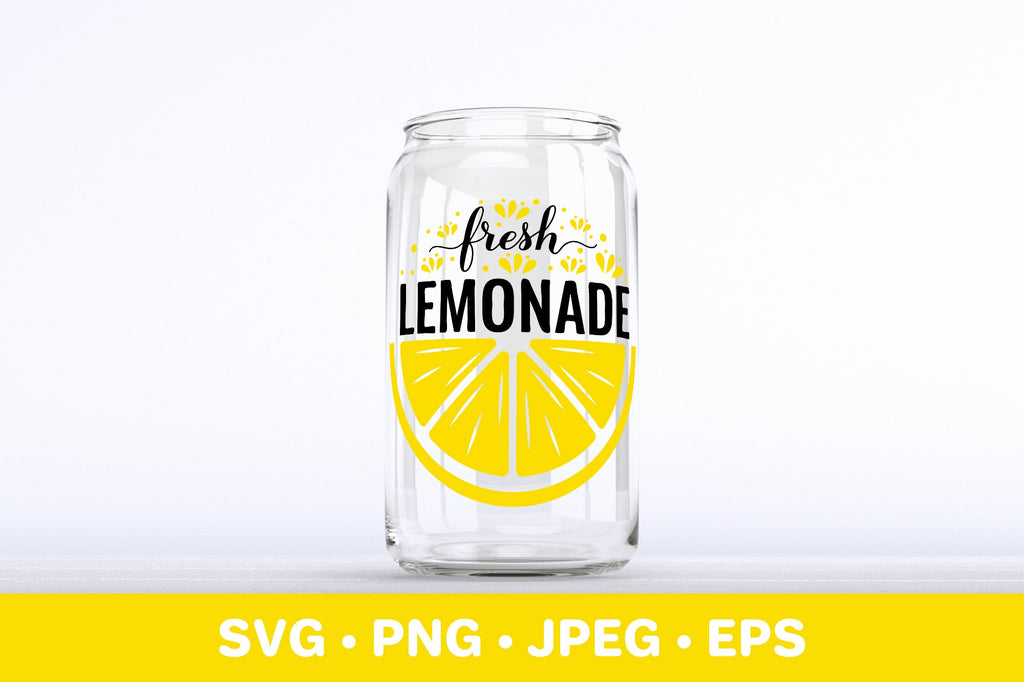 Fresh lemonade round sign SVG. Summer farmhouse decor - So Fontsy