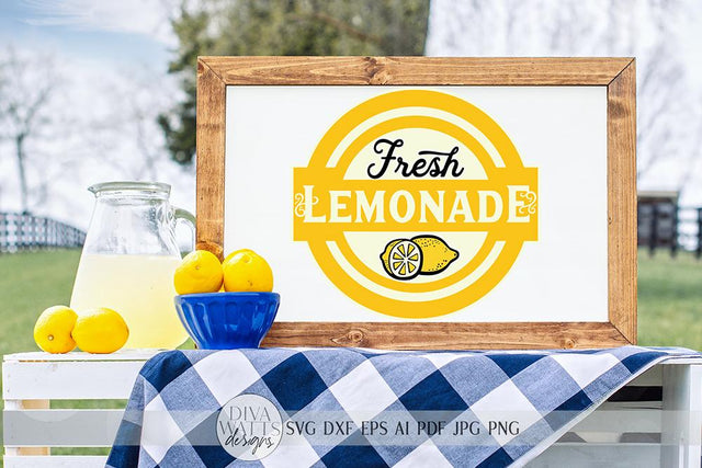 Fresh Lemonade SVG | Farmhouse Lemons Sign | DXF and More SVG Diva Watts Designs 