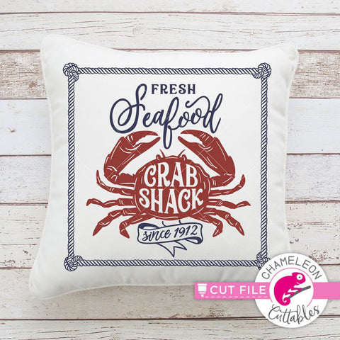 Fresh Seafood Crab Shack square - vintage kitchen sign design - beach - SVG SVG Chameleon Cuttables 