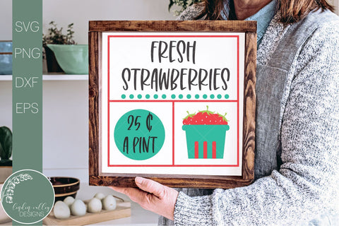 Fresh Strawberries Svg-Strawberry Quote Svg-Farmhouse Sign Svg SVG Linden Valley Designs 