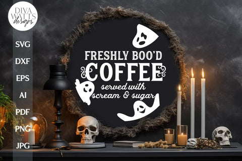 Freshly Boo'd Coffee SVG Halloween Ghost SVG For Door Hanger Halloween Ghost Coffee SVG For Sign Ghost Coffee svg Freshly Boo'd Coffee svg SVG Diva Watts Designs 