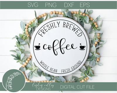 Freshly Brewed Coffee Round SVG SVG Linden Valley Designs 
