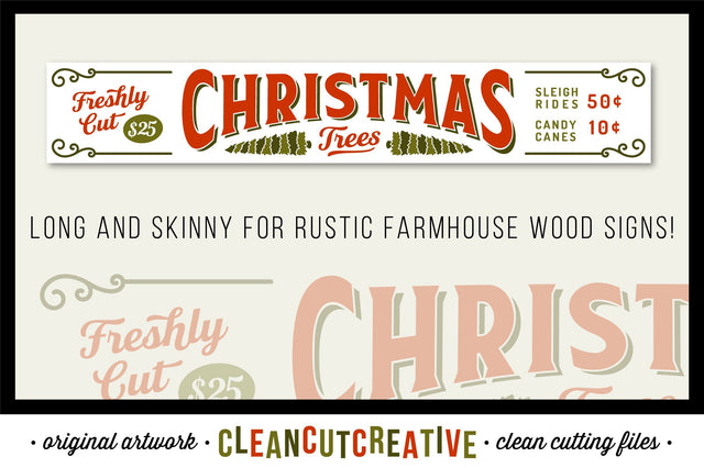 Freshly Cut Christmas Trees - Long skinny rustic farm wood sign SVG SVG CleanCutCreative 