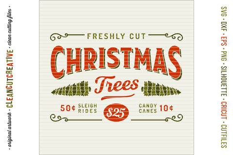 Freshly Cut Christmas Trees - Rustic Farm Wood Sign SVG file SVG CleanCutCreative 