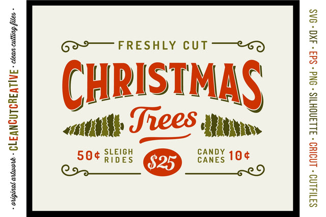 Freshly Cut Christmas Trees - Rustic Farm Wood Sign SVG file SVG CleanCutCreative 