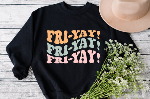 Fri-Yay Svg, Friyay Svg, Friday Svg, Funny Teacher Shirt, Back to School Svg, Hello Weekend Svg, Teacher Appreciation Svg, Wavy Stacked Svg SVG Fauz 