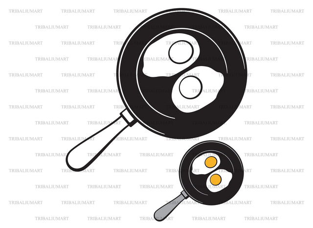 Fried eggs on frying pan SVG TribaliumArtSF 