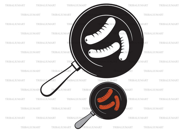 Fried sausages in a frying pan SVG TribaliumArtSF 