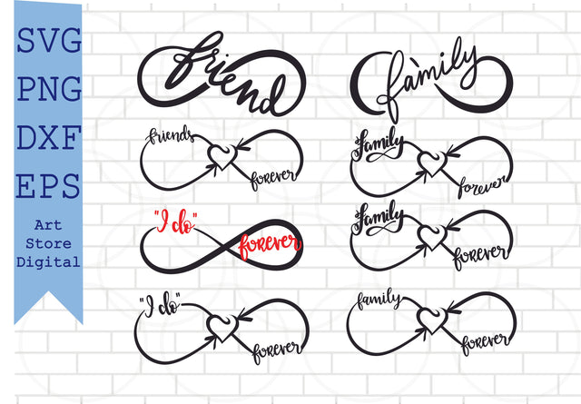 Friend & Family Infinity Svg, Infinity SVG, Infinity Symbol svg, Family Infinity Svg, Love Infinity Svg, Png, Dxf, Eps Cut Files SVG Artstoredigital 