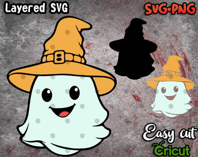 Friendly Ghost - Layered SVG Files - Scary Halloween Decorations SVG Cozy-Art 