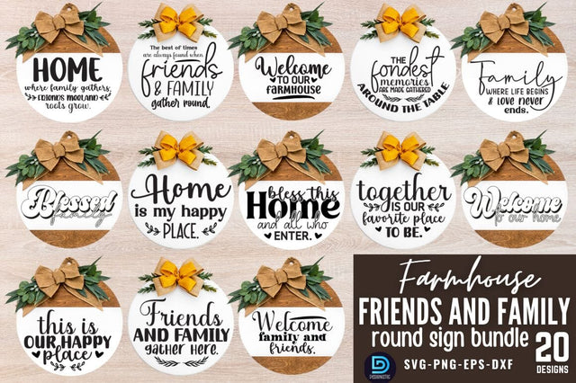 Friends and family round Sign Bundle SVG DESIGNISTIC 