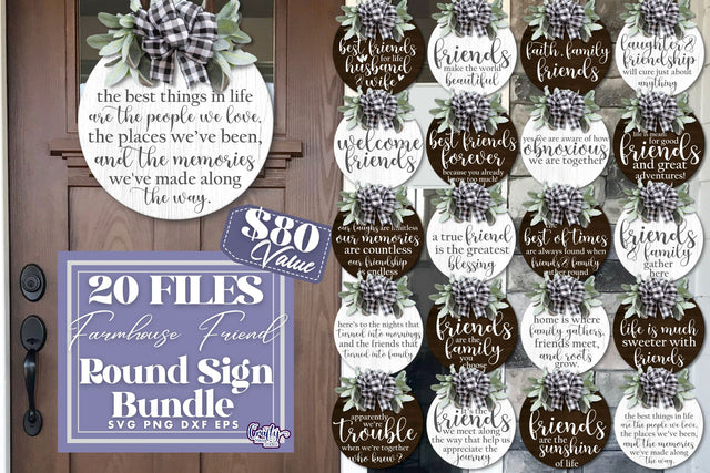 Friends Round Farmhouse Sign Bundle #1, Friendship Files SVG Crafty Mama Studios 