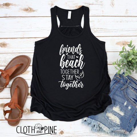 Friends That Beach Together, Stay Together with Retro Sunset SVG Cloth and Pine Designs 