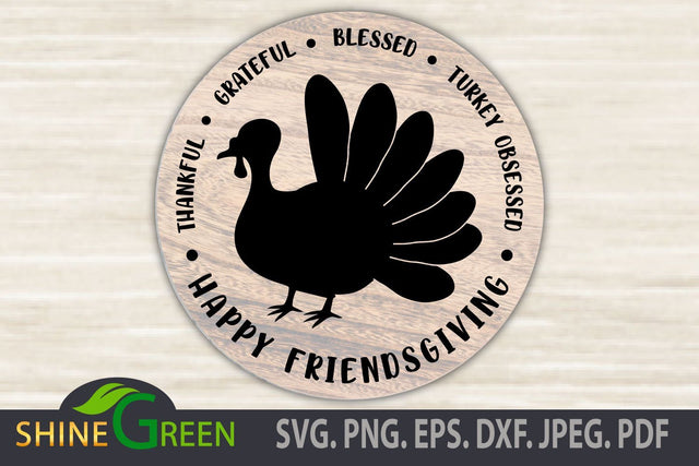 Friendsgiving SVG - Fall, Thanksgiving, Turkey Clipart DXF EPS PNG SVG Shine Green Art 