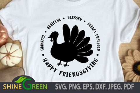 Friendsgiving SVG - Fall, Thanksgiving, Turkey Clipart DXF EPS PNG SVG Shine Green Art 