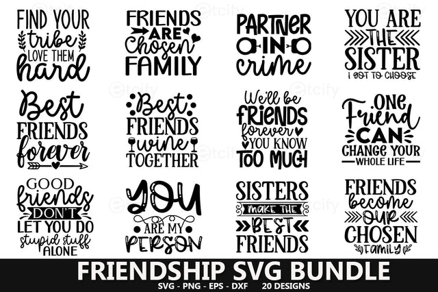 Friendship Day Quotes Bundle. Svg Bundle SVG etcify 