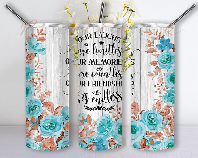 Friendship Floral Quote 20oz Tumbler Wrap, Floral Tumbler Png, Best Friend Tumbler, Flowers Tumbler Wrap, Floral Digital Tumbler Wrap Png Sublimation PixelChick 