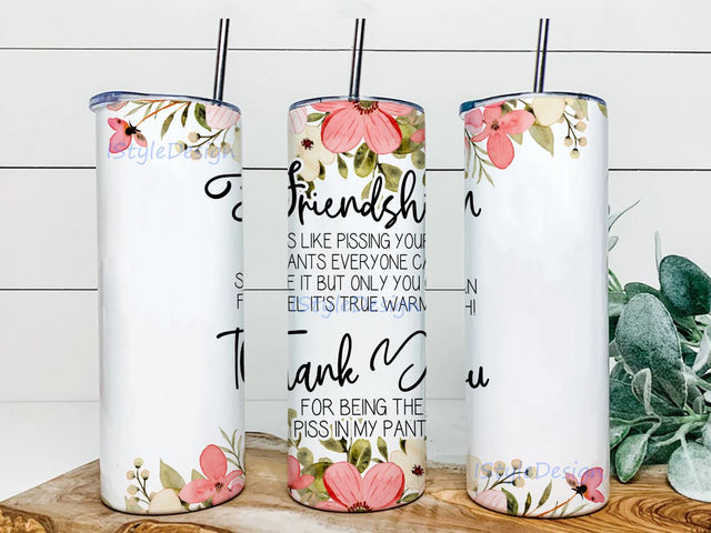 Friendship Seamless Full Tumbler Wrap PNG Pink Floral Tumbler Wrap, 20oz Skinny Tumbler, Sublimation Designs Sublimation iStyleDesign 