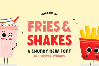 Fries and Shakes Font (Bold Fonts, Fat Fonts, Thick Fonts, Kids Fonts) Font Jupiter Studio Fonts 