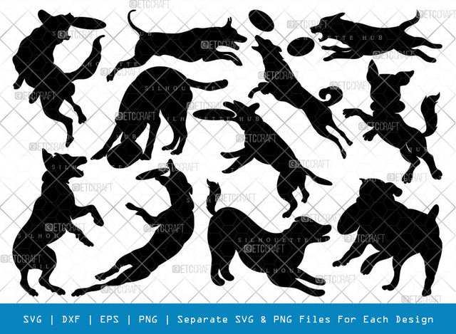 Frisbee Dog SVG, Frisbee Dog Silhouette, Jumping Frisbee Dog Svg, Dog Svg, Jumping Dog Svg, Animal Svg, Frisbee Dog Bundle SVG ETC Craft 