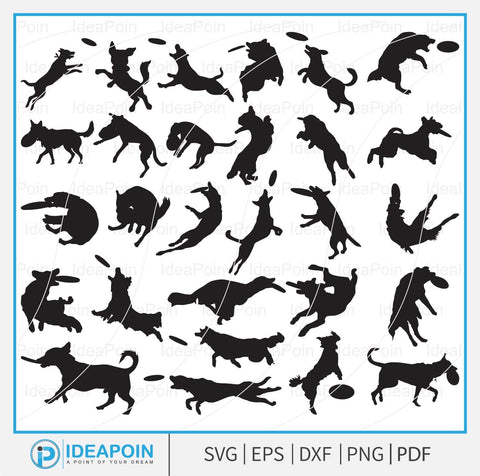 Frisbee Dog svg, Jumping Dog Svg, Frisbee Dog Svg Bundle, Dog With Frisbee Svg, Frisbee SVG, Dog Lover Clipart, Jumping Frisbee Dog svg SVG Dinvect 