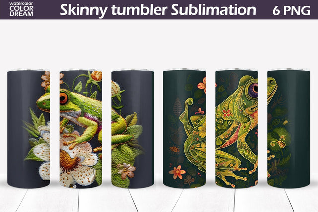 Frog Embroidery Tumbler | Frog Tumbler Wrap Sublimation WatercolorColorDream 