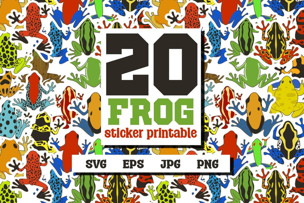 Frog stickers printable bundle - So Fontsy
