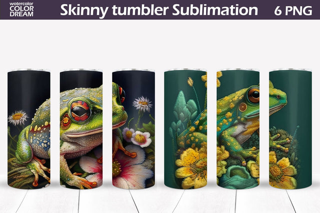 Frog Tumbler Wrap | Frog Embroidery Tumbler Sublimation Sublimation WatercolorColorDream 