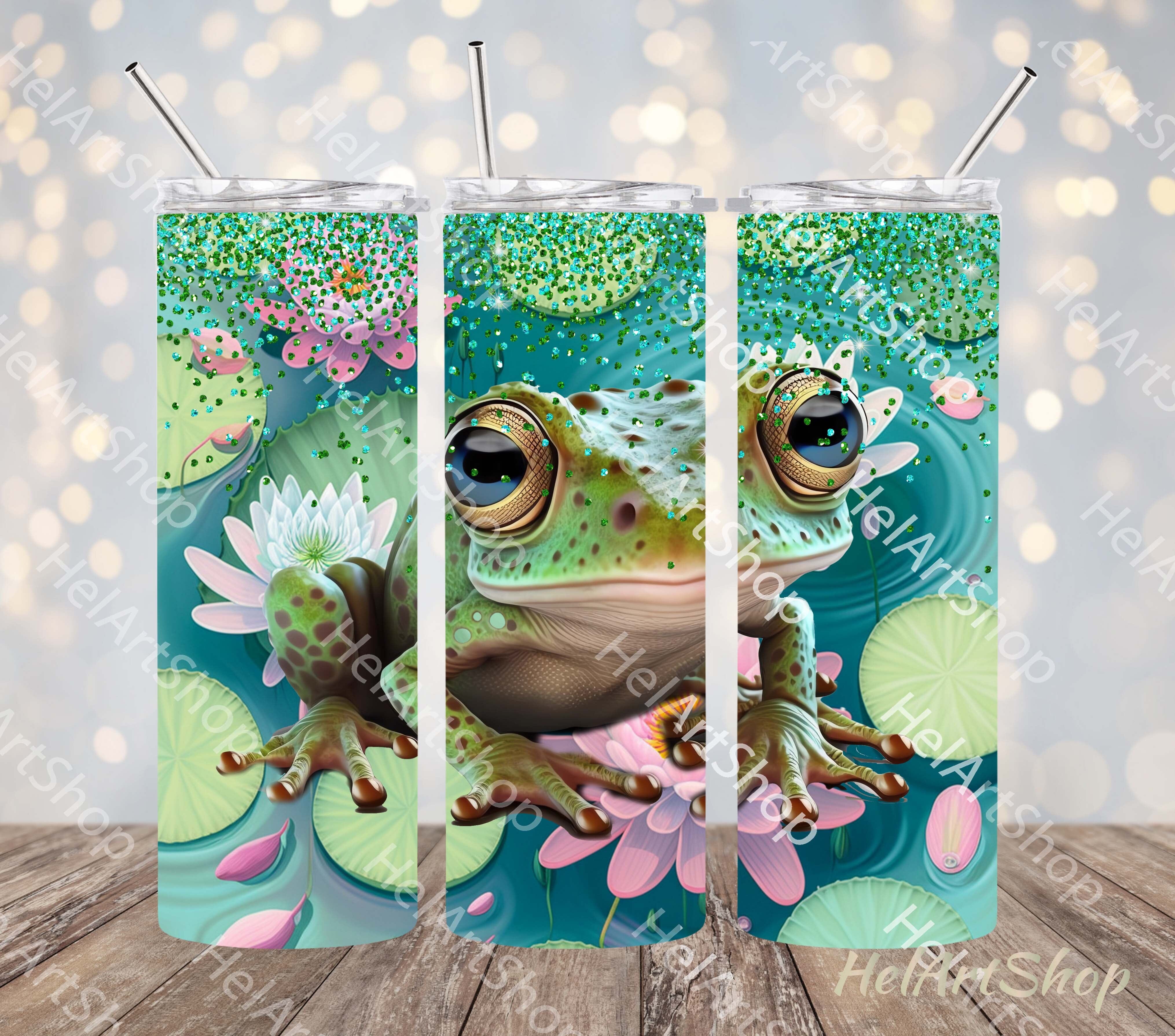 Frog 20 oz Tumbler Wrap Design Digital Download, Frog Tumbler Wrap Design,  Frog Floral Tumbler Sublimation - So Fontsy