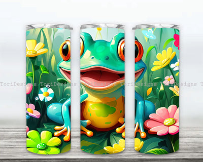 Frog Tumbler Wrap PNG 20oz Skinny Tumbler Sublimation Design PNG, Cute Frog Tumbler Design Sublimation ToriDesigns 