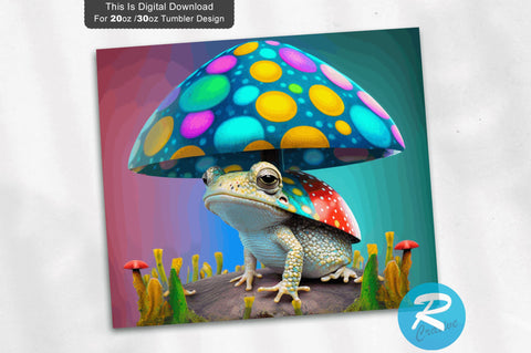 Frog Under Tall Mushroom 20 oz / 30 oz Tumbler PNG Sublimation Regulrcrative 