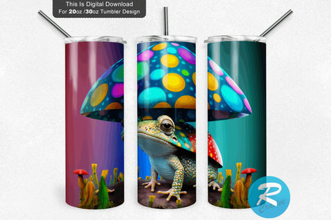 Frog Under Tall Mushroom 20 oz / 30 oz Tumbler PNG Sublimation Regulrcrative 