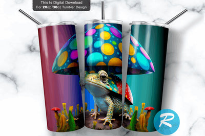 Frog Under Tall Mushroom 20 oz / 30 oz Tumbler PNG Sublimation Regulrcrative 