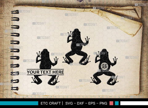 Frogs Monogram, Frog Silhouette, Frog SVG, Tree Frog Svg, Toad Svg, Amphibian Svg, SB00268 SVG ETC Craft 