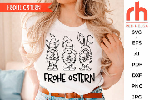 Frohe Ostern SVG, Easter Gnomies DXF, Germany Window Decor Cut File SVG RedHelgaArt 