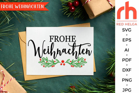 Frohe Weihnachten SVG - Holly Wreath Cut File SVG RedHelgaArt 