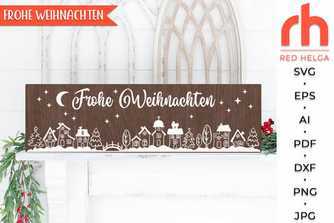 Frohe Weihnachten SVG - Horizontal Sign Cut File - Germany Christmas DXF SVG RedHelgaArt 