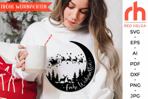 Frohe Weihnachten SVG - Xmas Forest Cut File - Germany Christmas DXF SVG RedHelgaArt 