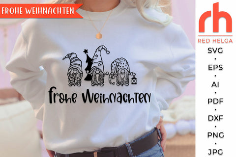 Frohe Weihnachten SVG - Xmas Gnomes Cut File SVG RedHelgaArt 