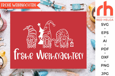 Frohe Weihnachten SVG - Xmas Gnomes Cut File SVG RedHelgaArt 
